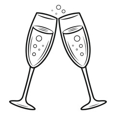 Two champaign glasses clinking celebration toast