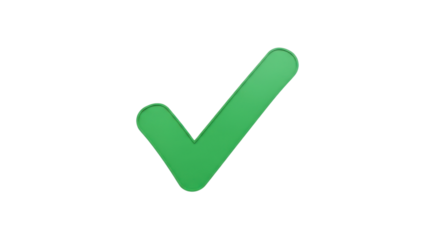Green check mark icon isolated PNG with Transparent Background