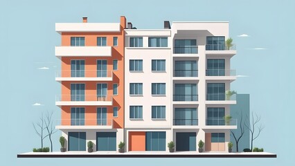 アパート、集合住宅の建築イラスト