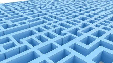 Three dimensional render of blue-colored maze