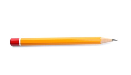 Yellow pencil on white background