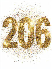 Sparkling Gold Glitter 206 Celebration Number Design for Events