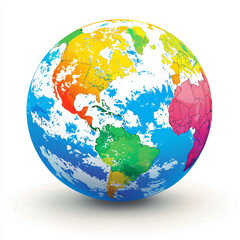 Colorful 3D Earth Globe Displaying Continents and Oceans Vividly