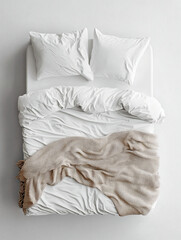 Cozy White Bedding with Soft Blanket for Relaxing Bedroom Retreat