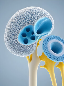 3d Animation of Osteoblaste and Osteoclaste, medically accurate, Bone modeling and remodeling, Bone tissue, Calcium absorbing cells from bone and cartilage, 3d render