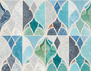 Intricate mosaic pattern in cool tones