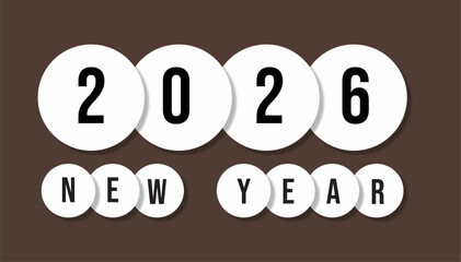 Celebrate the Anticipation of 2026 New Year's Greetings with a Modern Circular Design and Elegant Typography, Symbolizing Hope and New Beginnings on Brown Backdrop