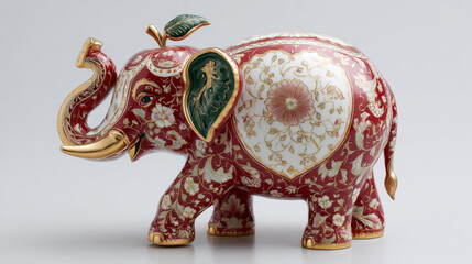 Obraz premium Intricately Patterned and Colorfully Decorated Elephant Figurine