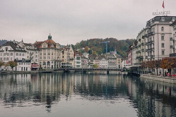 Lake Lucerne town view Switzerland