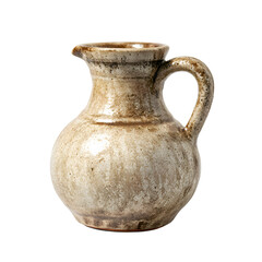 Rustic ceramic pitcher isolated on transparent background