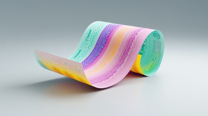 Colorful Banknote Flowing in the Air Against a Soft Background