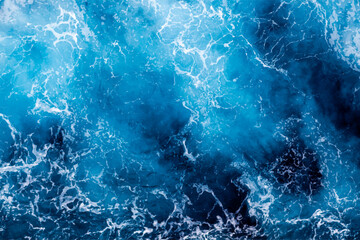 Water surface texture. Aerial view of stunning water with foam. Can be used in covers, packaging, posters, textures, banners, art and design projects. Amazing vector illustration.