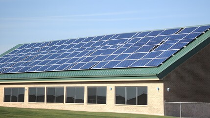 Fototapeta premium Building Roof Solar Panels Energy Green Technology