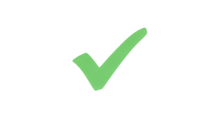 Green check mark indicating approval isolated PNG with Transparent Background