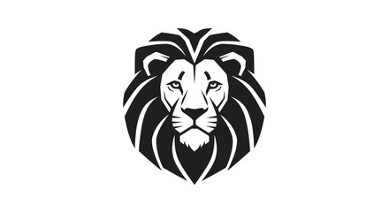 Obraz premium Black and white stylized lion head logo mascot flat illustration