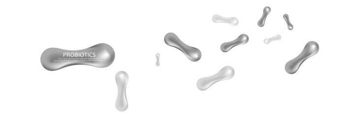 Fototapeta premium Probiotics bacteria vector illustration. Biology, science background. Medicine and treatment.