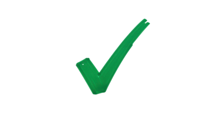 Green check mark for approval and confirmation isolated PNG with Transparent Background