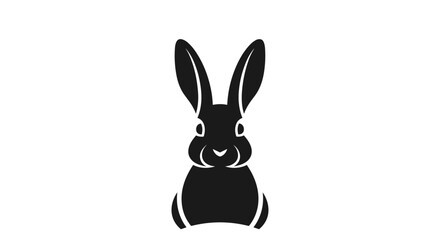 Obraz premium Black rabbit standing facing forward flat illustration