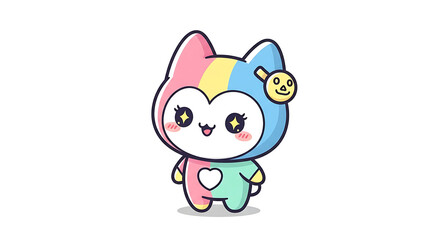 Fototapeta premium Sweet Colorful Kitty Cartoon Vector