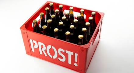 A red crate full of beer bottles for an Oktoberfest celebration