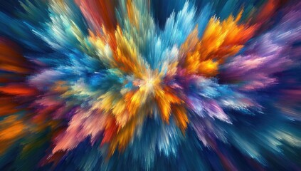 Abstract explosion of vibrant colors radiating outward