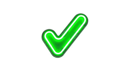 Green glowing check mark on white background