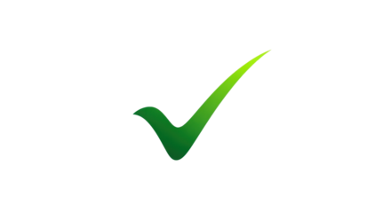 Green check mark isolated on white background