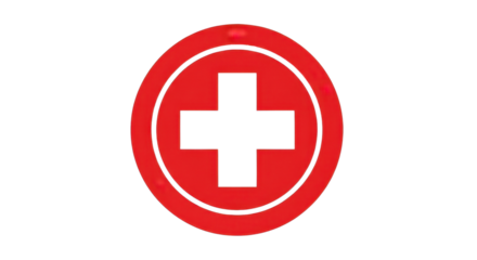 Red cross sign on white background