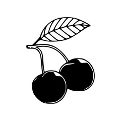 monochromatic two cherries vector illustration
