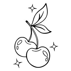 sparkling twin cherries outline for coloring