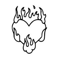 flaming heart outline