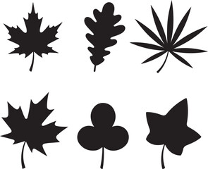 Leaf Silhouette Collection: A visually stunning assortment of diverse leaf silhouettes, each a testament to the artistry of nature, ready to adorn your creative projects.