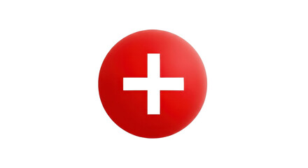 Obraz premium Red plus sign icon button on white background