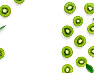 Kiwi slices arranged in a frame on white