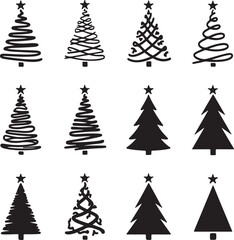 Obraz premium Christmas tree Collection : A compilation of artistically rendered Christmas tree illustrations, designed to embody the festive essence of the season, perfect for holiday-themed design