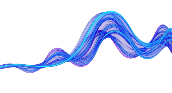 Blue abstract flowing wave on white background