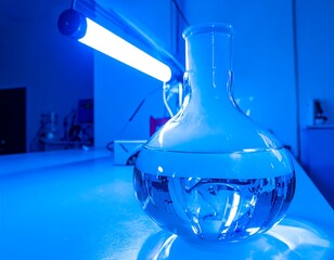 Laboratory flask under UV light
