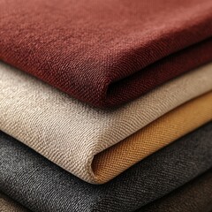 Close-up of folded fabric swatches in various shades