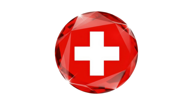 Flag of Switzerland in a gemstone on white background