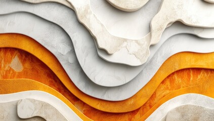 Abstract layered shapes in creamy white and orange