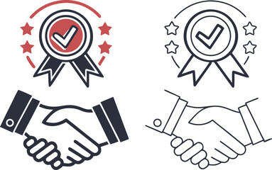 Vector illustration of a handshake icon set, symbolizing business people together in a concept of agreement