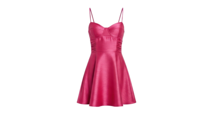 Elegant pink dress with spaghetti straps isolated PNG with Transparent Background