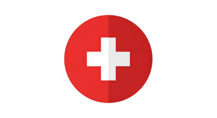 Obraz premium Red and white cross medical health icon isolated PNG with Transparent Background