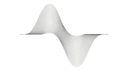 Abstract Gray 3D Geometric Wave Shape made of Lines isolated on White