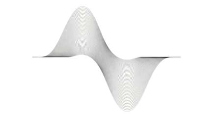 Abstract Gray 3D Geometric Wave Shape made of Lines isolated on White