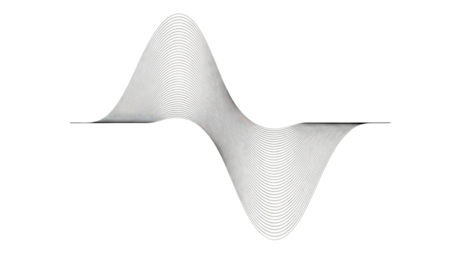 Abstract Gray 3D Geometric Wave Shape made of Lines isolated on White