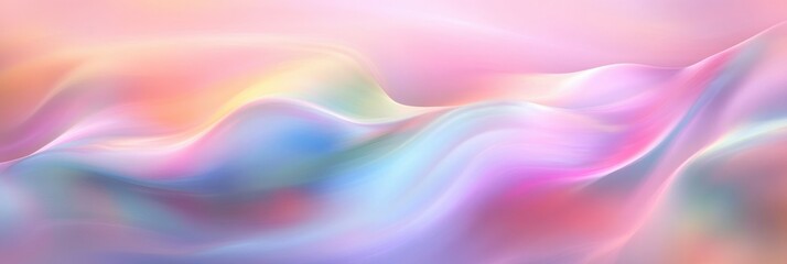 Obraz premium Smooth and colorful abstract waves blending soft pastel hues of pink, blue, purple, and orange creating a calm and dreamy flowing pattern