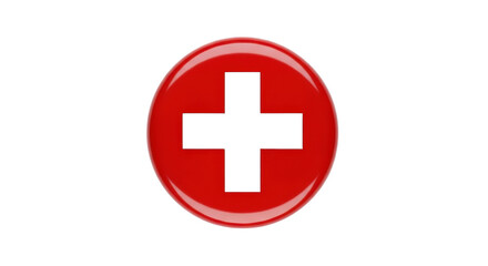 Fototapeta premium Red cross vector icon. Glossy first aid or medical symbol button isolated on white background.