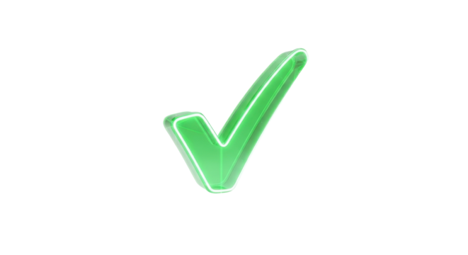 Green check mark symbol for validation concept isolated PNG with Transparent Background