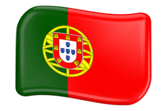 3D icon of Portugal flag waving